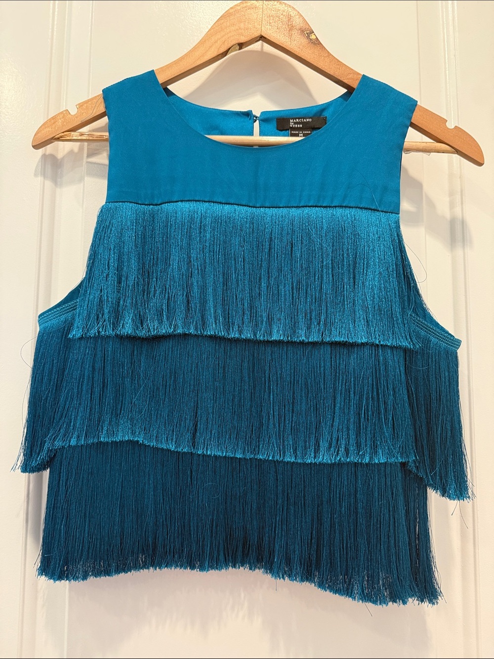 Guess by Marciano Teal Layered Fringe Tank Top